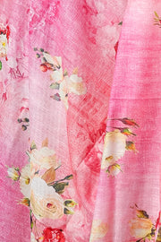 Pink Slub Dupatta with Delicate Digital Floral Print for Elegant Ethnic Styling
